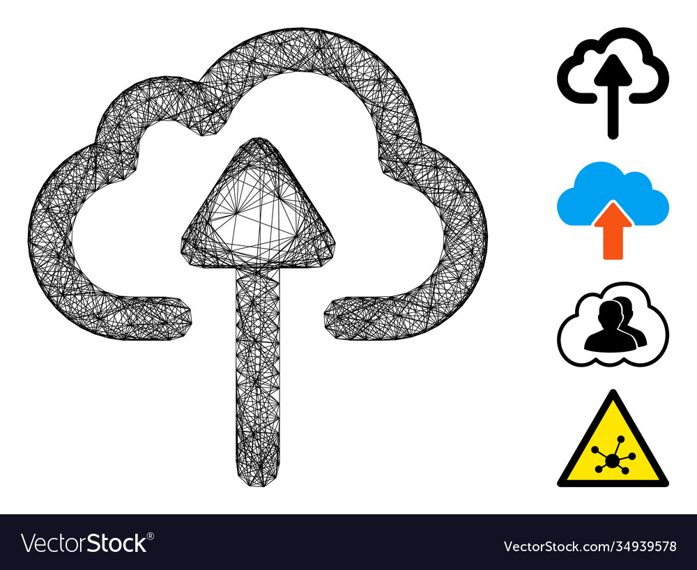 Net cloud upload mesh vector image Net cloud upload mesh