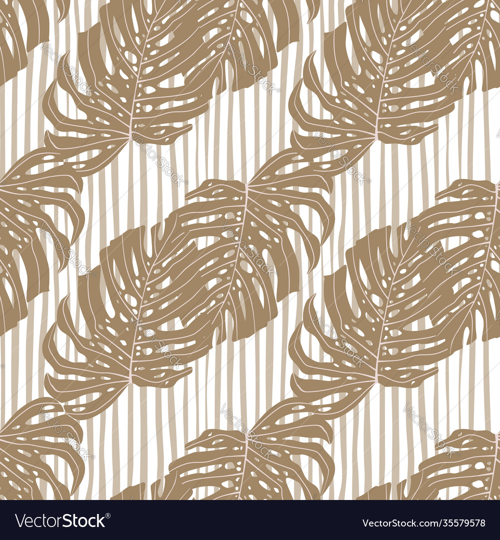 Pastel tones seamless beige monstera leaf pattern Vector Image