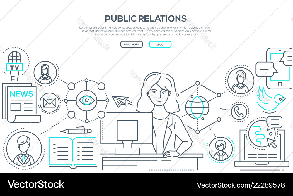 Public relations modern colorful line design Vector Image