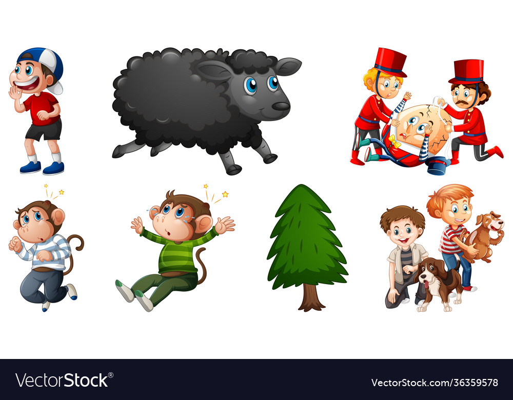 Set different nursery rhyme character isolated