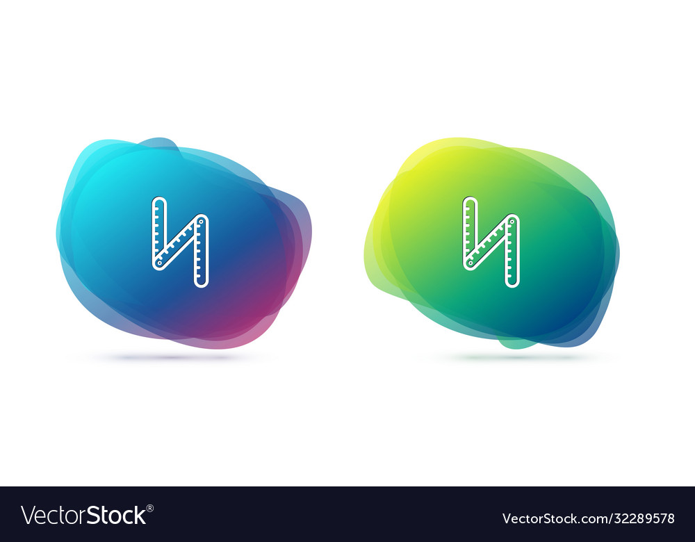 Set Linie Falten Herrscher Icon isoliert auf weiß