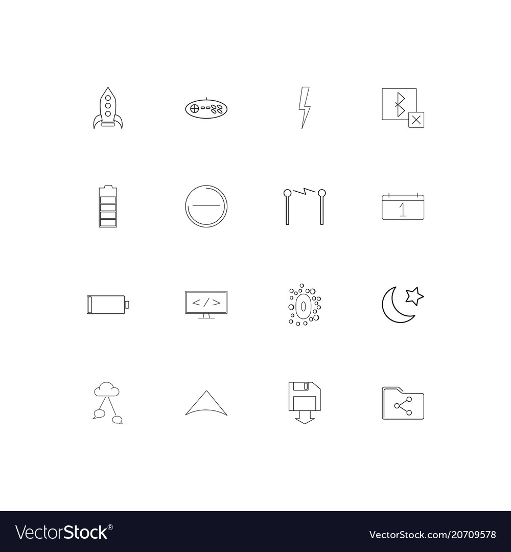 User interface simple linear icons set outlined