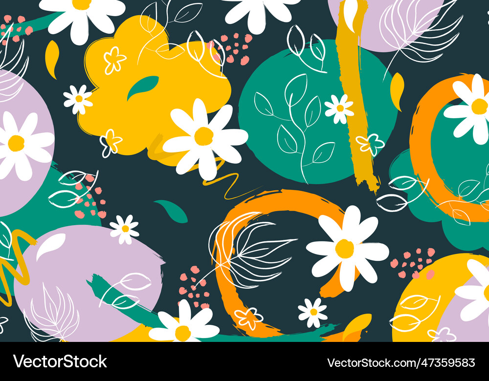 Abstract hand draw floral pattern background Vector Image