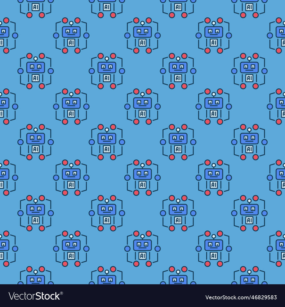 Artificial intelligence ai robot colored seamless Vector Image Artificial intelligence ai robot colored seamless