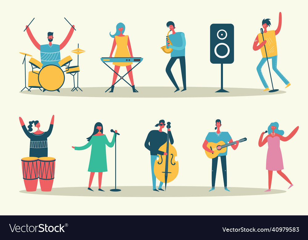 Background of group singing and playing vector image Background of group singing and playing