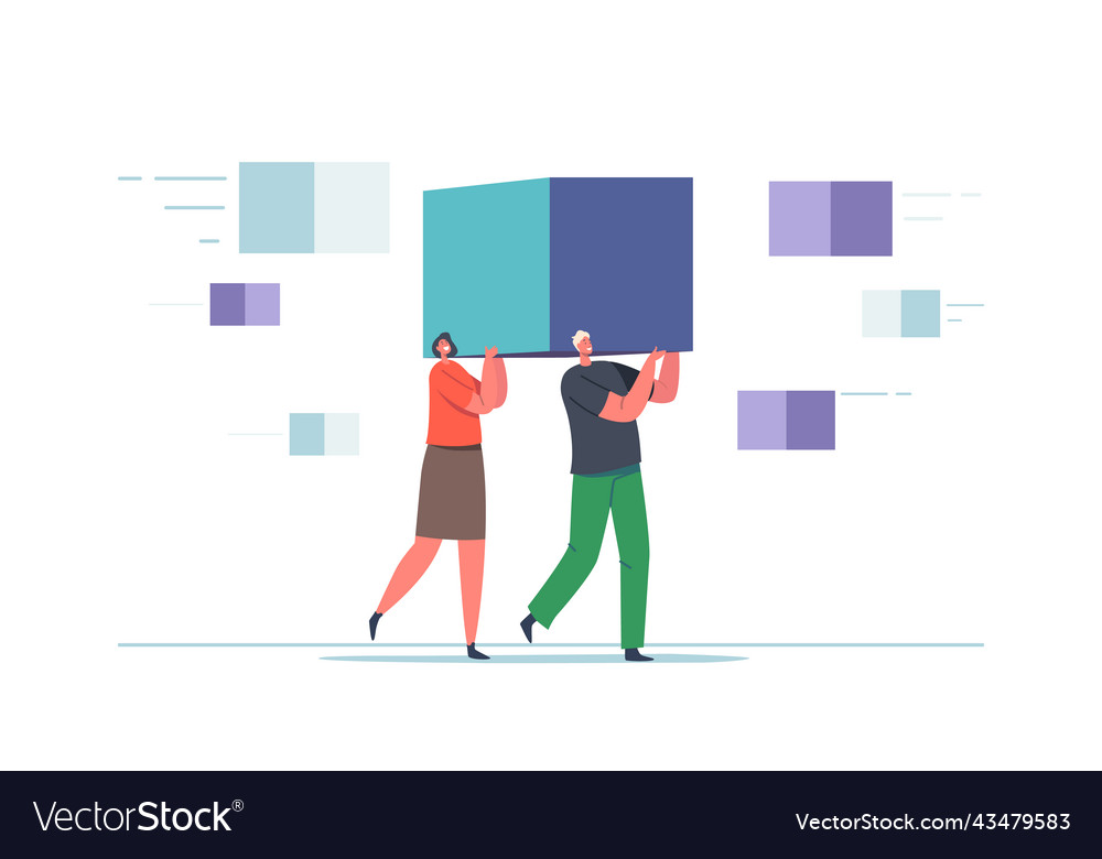 Big data server storage concept tiny engineer vector image Big data server storage concept tiny engineer