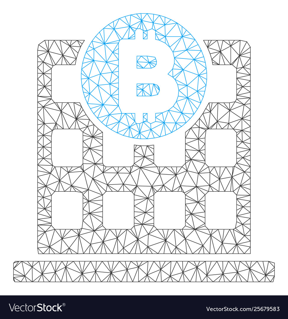 Bitcoin office building mesh network model vector image Bitcoin office building mesh network model