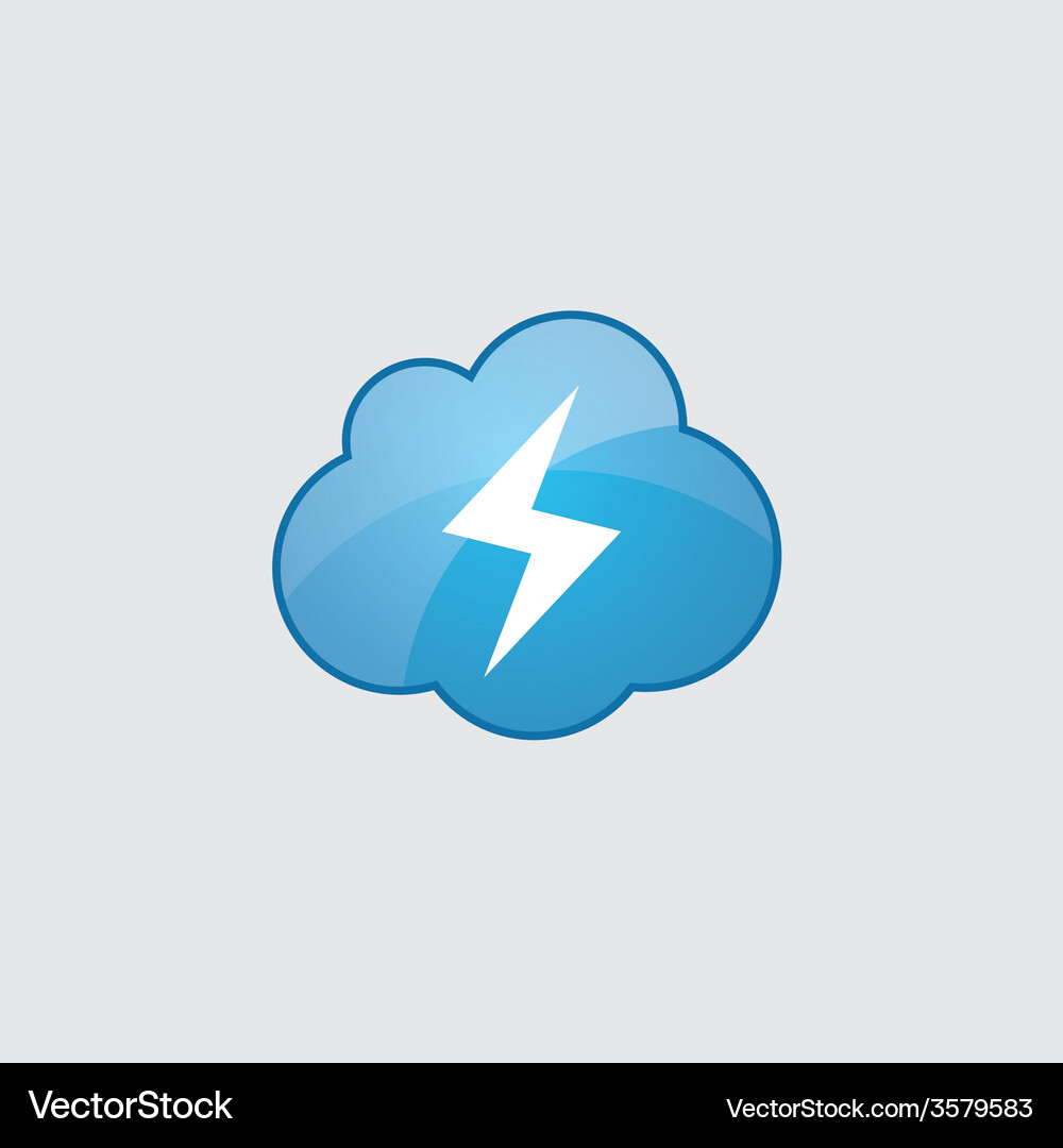 Blue cloud lightning icon Royalty Free Vector Image