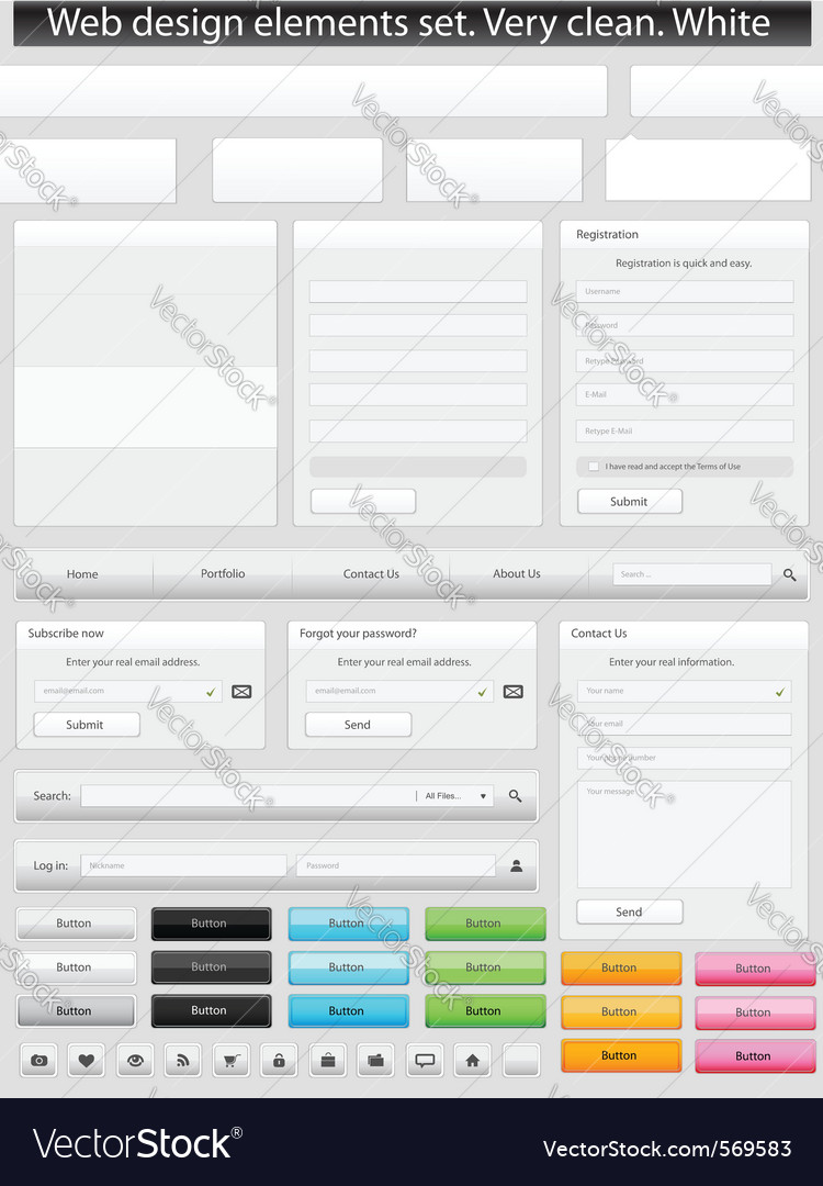 Clean White Web UI Elements