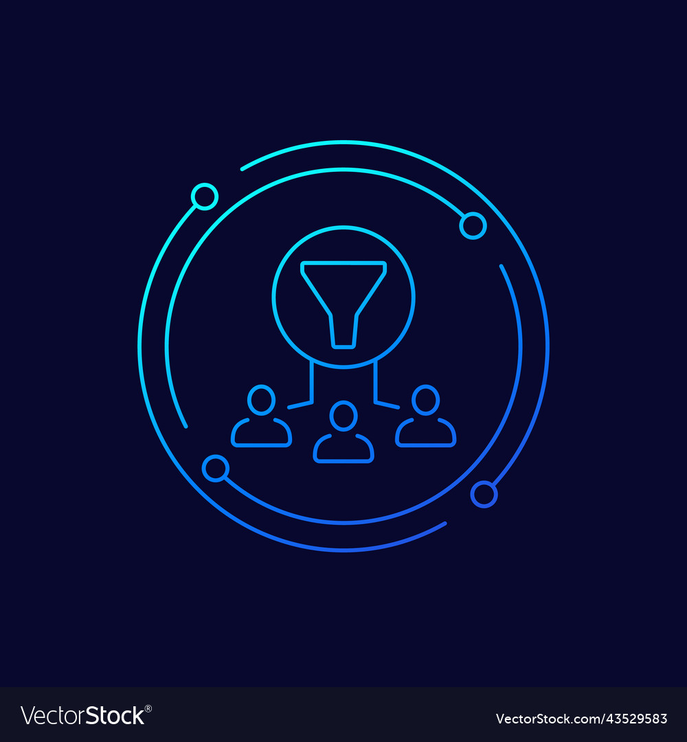 Filtering users data line icon