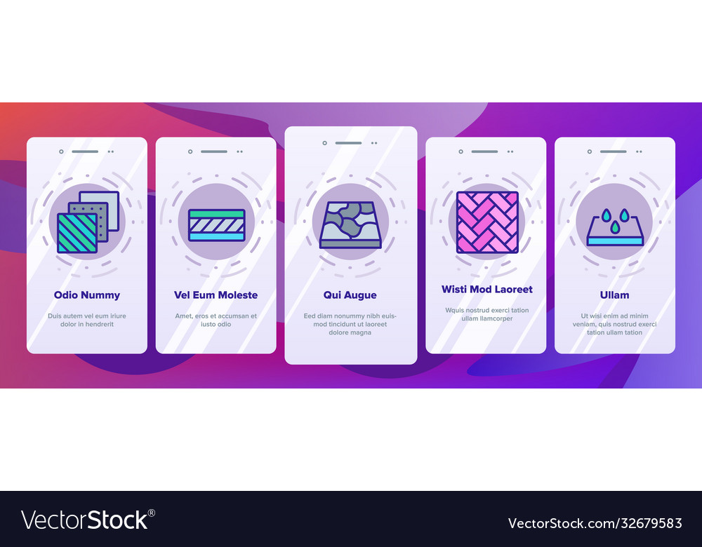 Floor and material onboarding icons set vector image Floor and material onboarding icons set