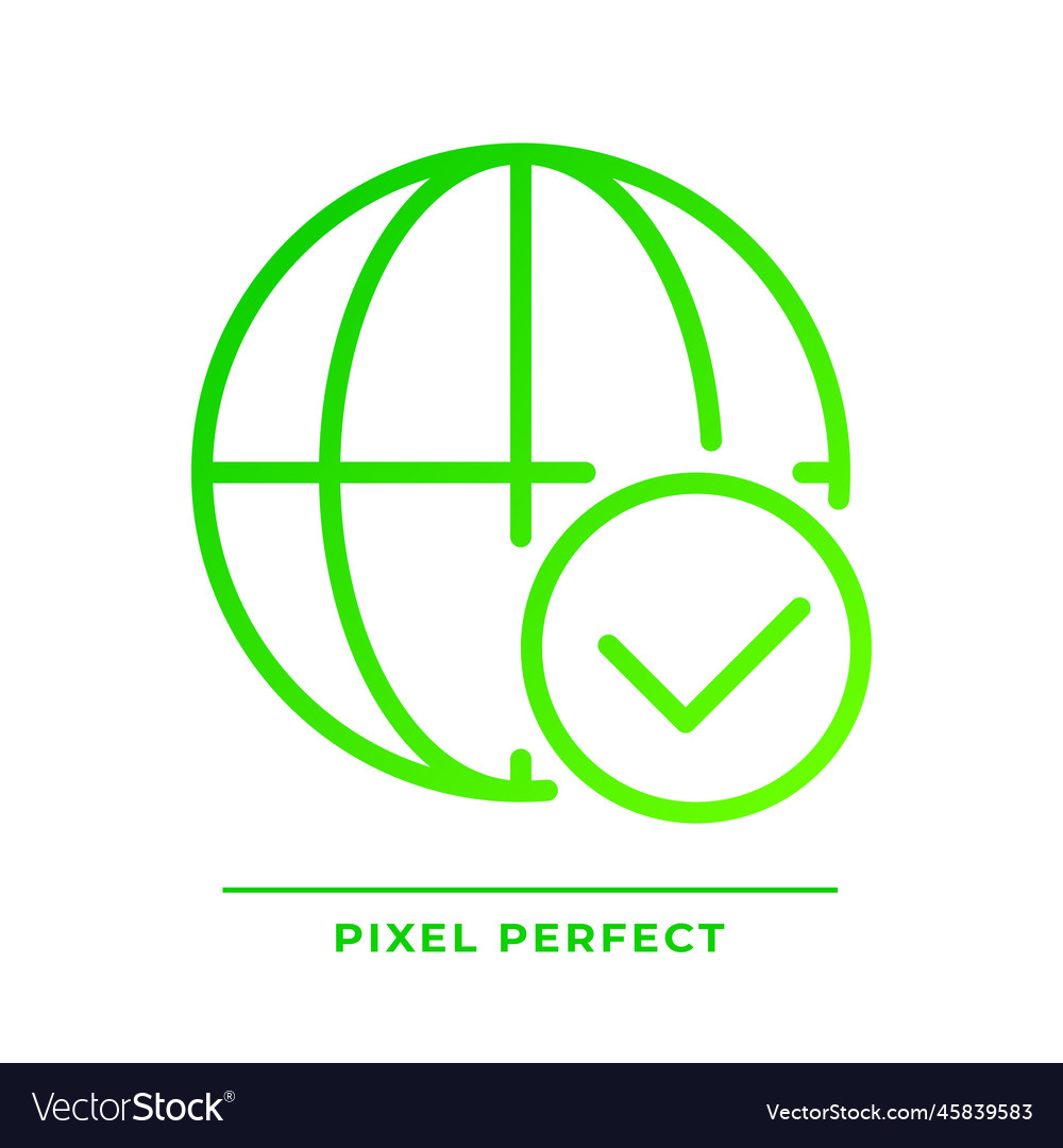 Globe with check mark pixel perfect gradient Vector Image Globe with check mark pixel perfect gradient