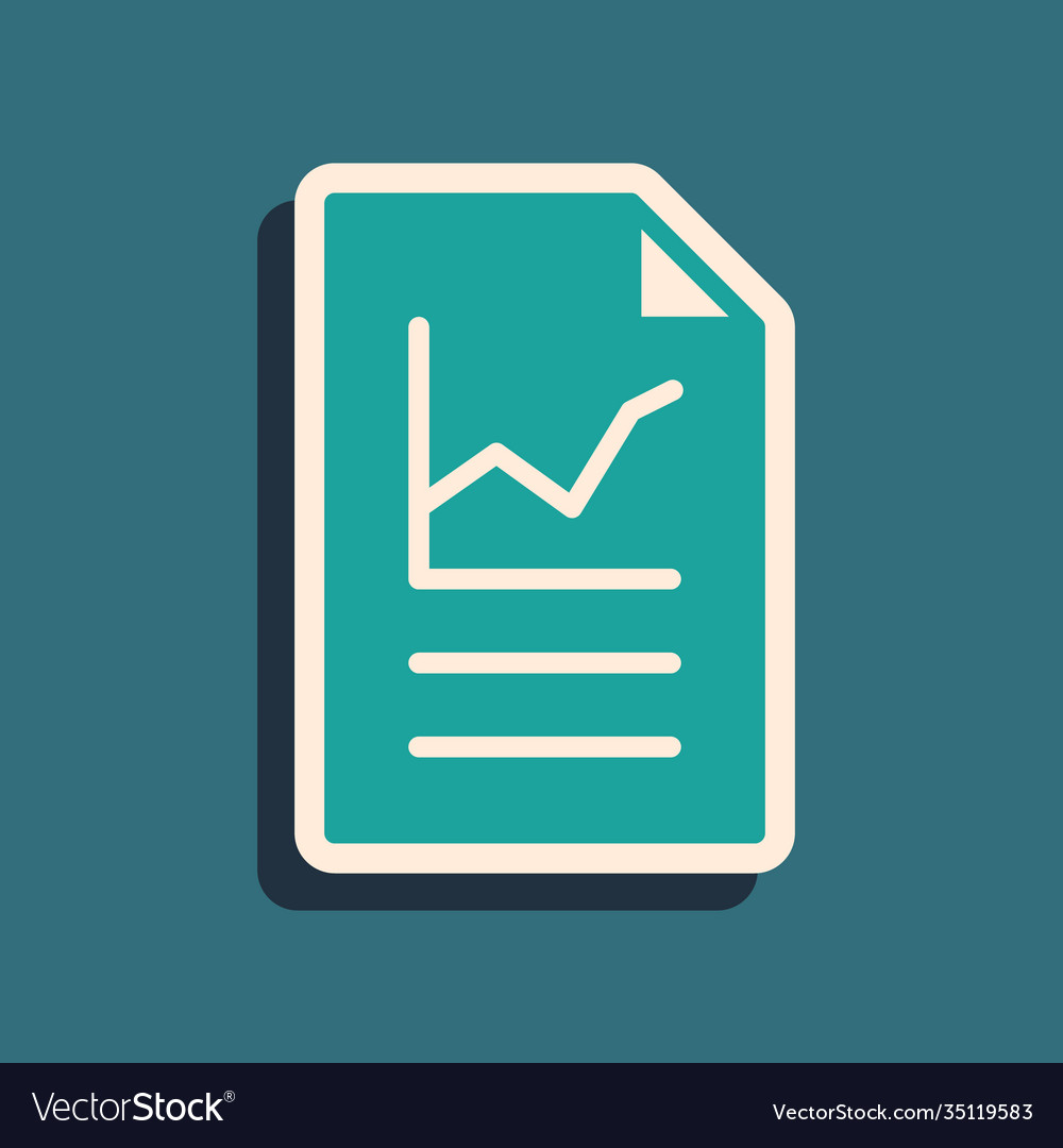 Green document with graph chart icon isolated vector image Green document with graph chart icon isolated