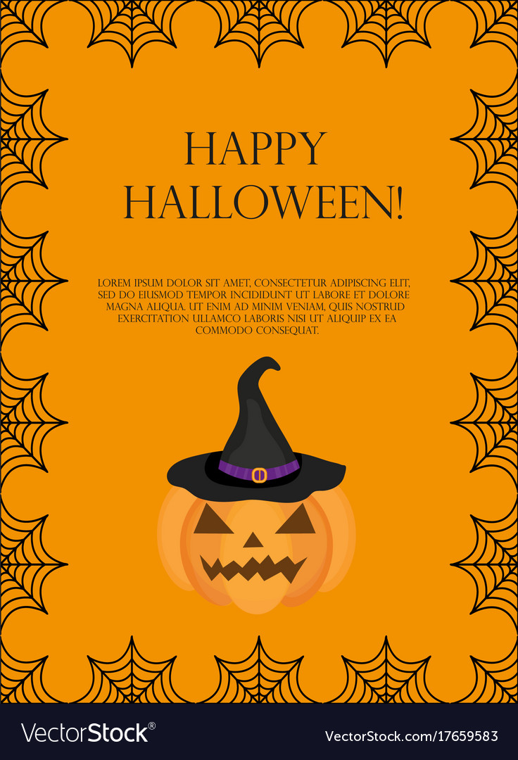 Halloween square frame for text with spider web