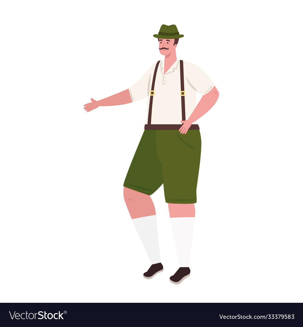 Oktoberfest man cartoon with traditional cloth