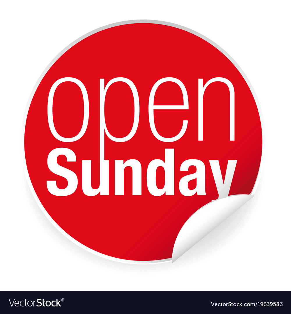 Open Sunday Label Sticker Royalty Free Vector Image