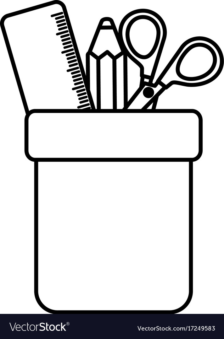 Pencil holders with rule and scissors