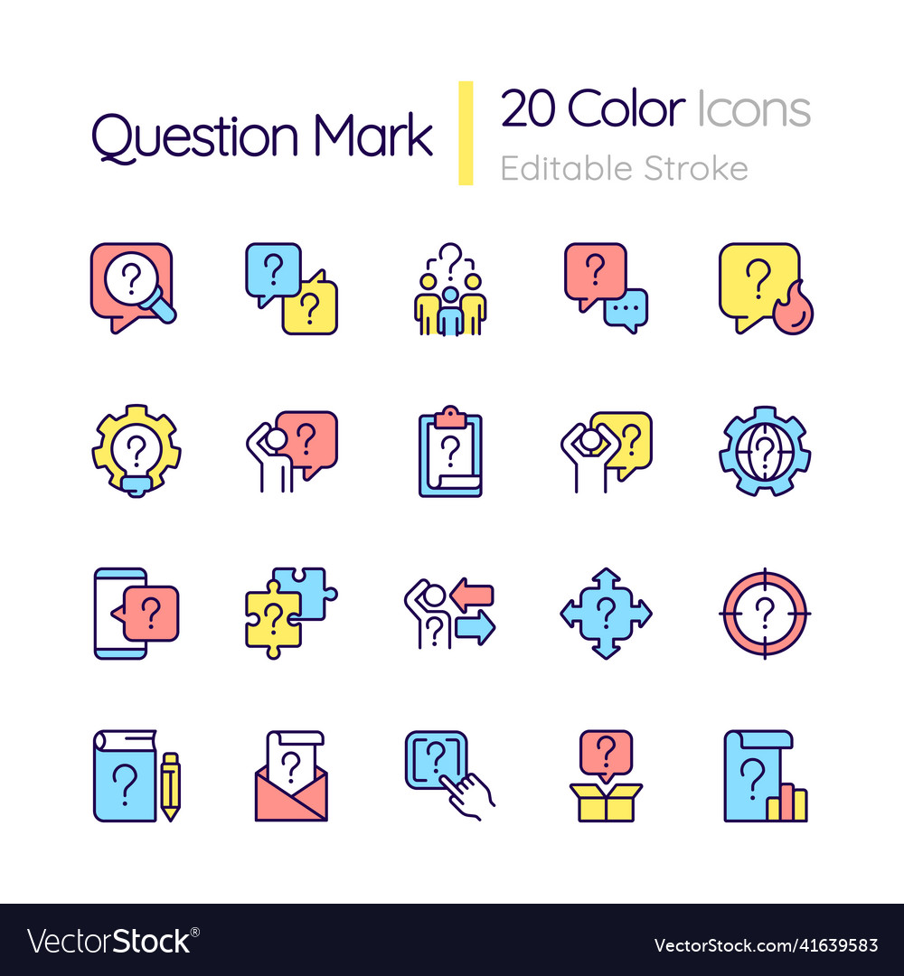 Question mark rgb color icons set