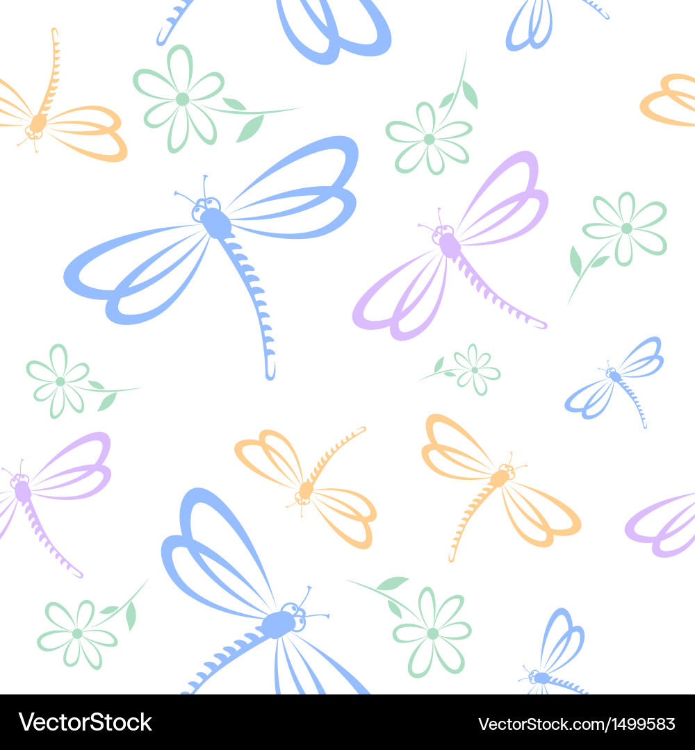 Seamless pattern with dragonfly Royalty Free Vector Image