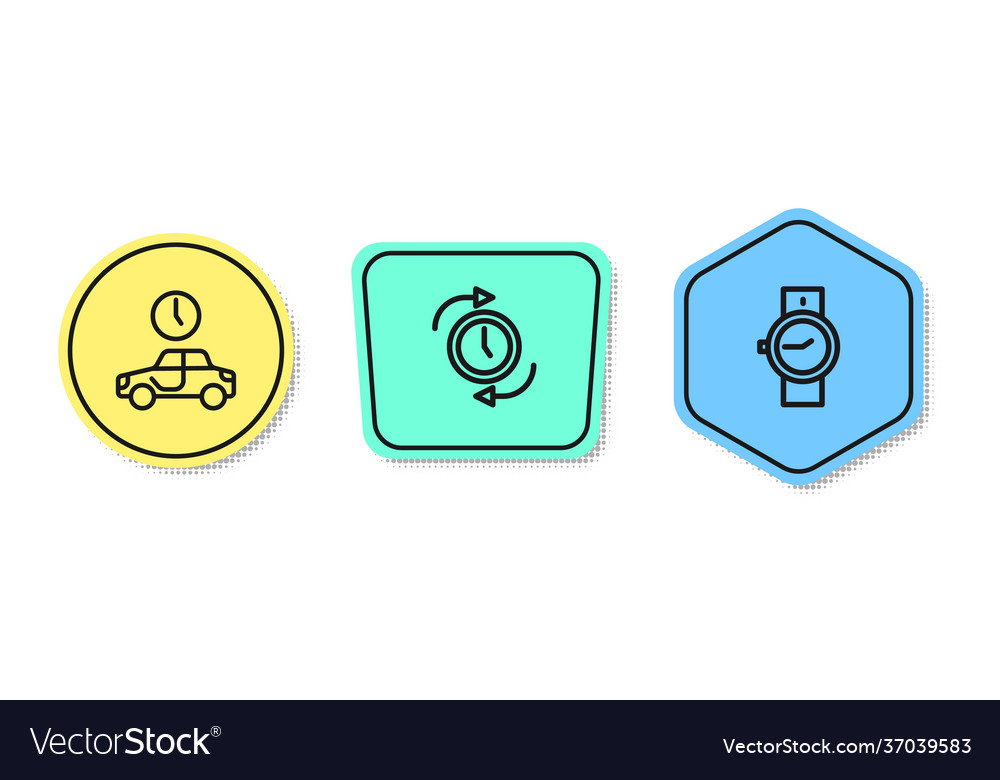 Set line time to travel clock with arrow vector image Set line time to travel clock with arrow