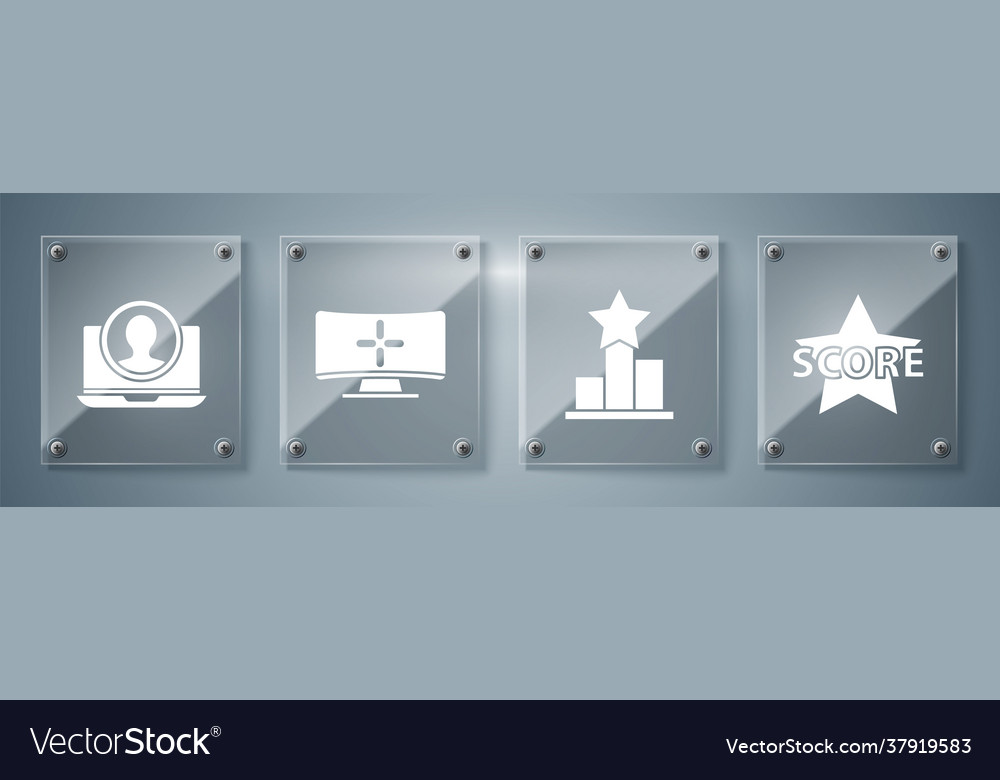 Set star computer monitor and create vector image Set star computer monitor and create