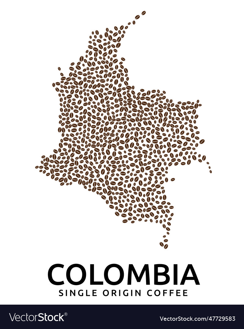 Shape of colombia map made scattered coffee