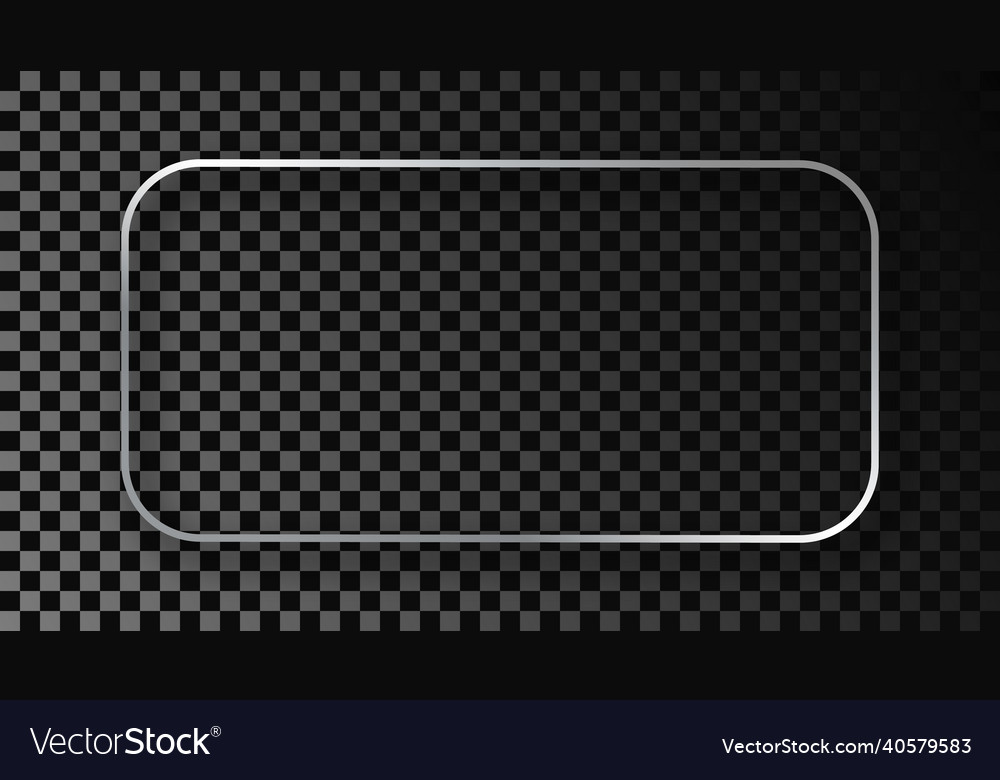 Silver glowing rounded rectangular frame vector image Silver glowing rounded rectangular frame