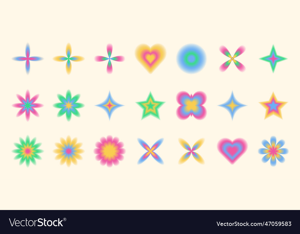 Trendy shape collection blurred colorful objects vector image Trendy shape collection blurred colorful objects