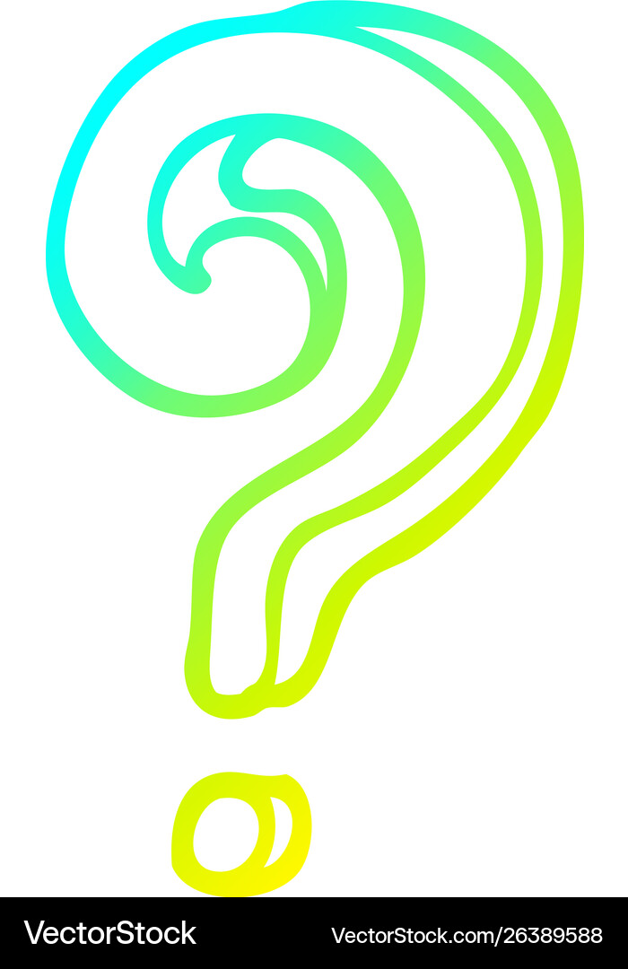 Cold gradient line drawing cartoon question mark Vector Image