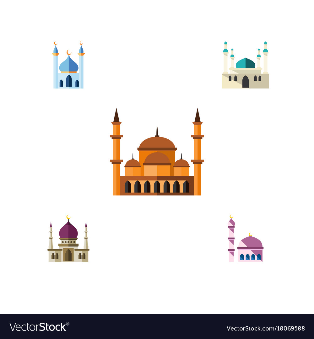 Flat icon building set of architecture structure
