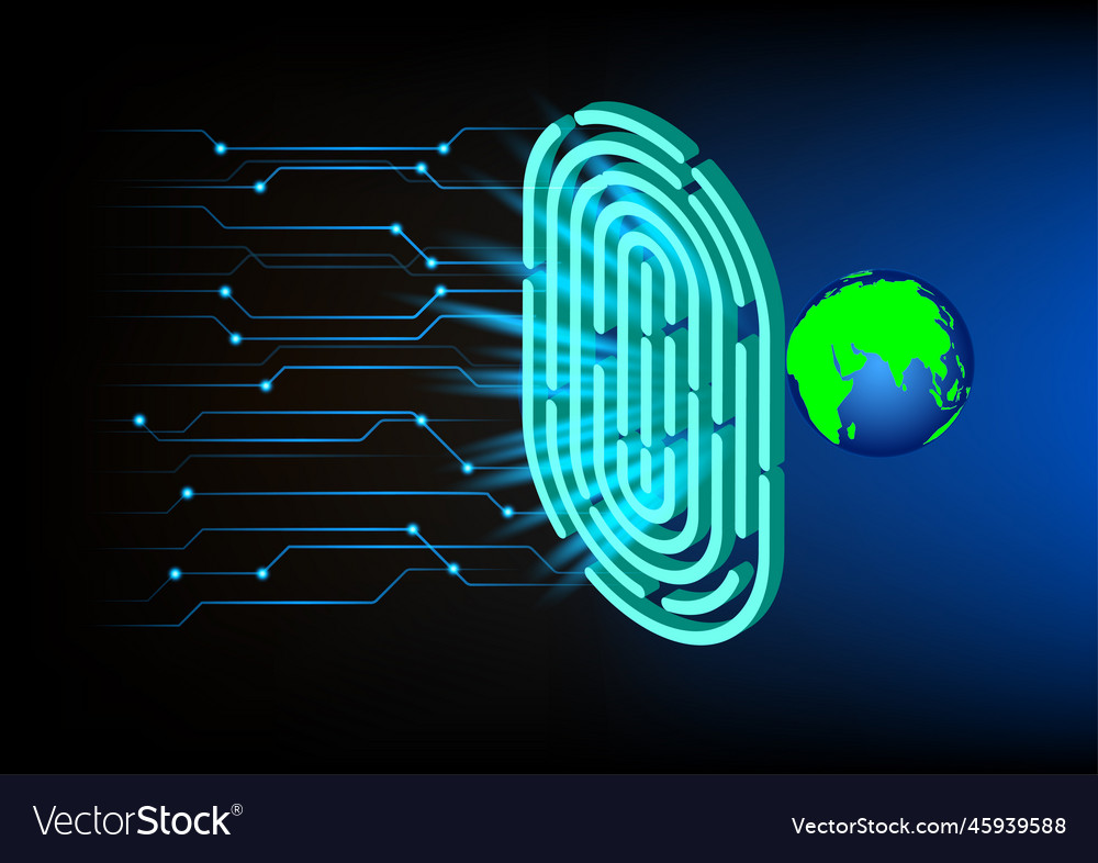 Graphics image data security access fingerprint vector image Graphics image data security access fingerprint