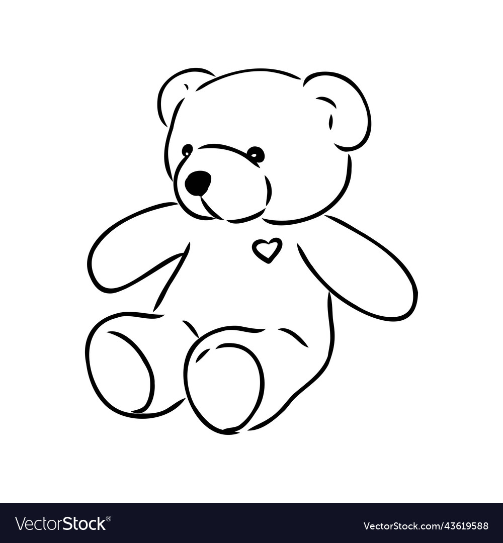 Hand gezeichnet isoliert Teddybär doodle