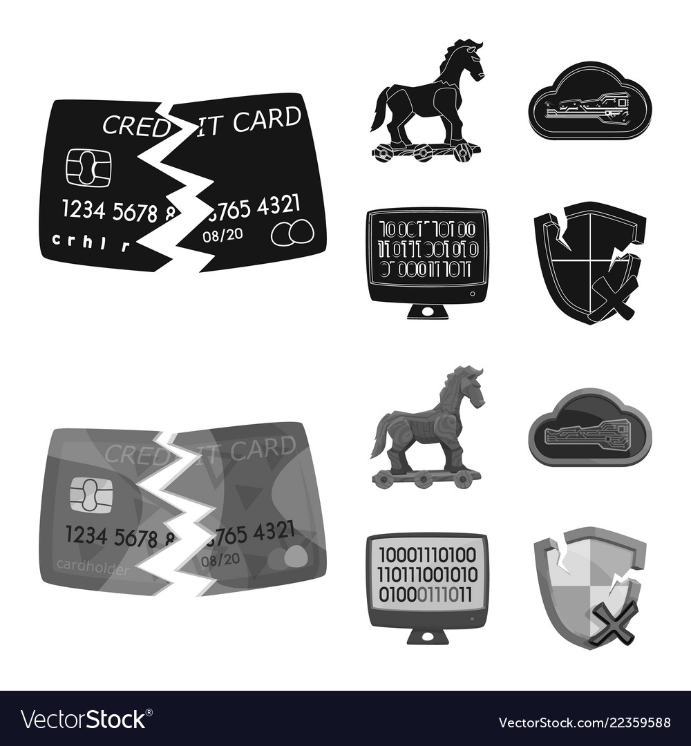 Isolated object of virus and secure sign set vector image Isolated object of virus and secure sign set