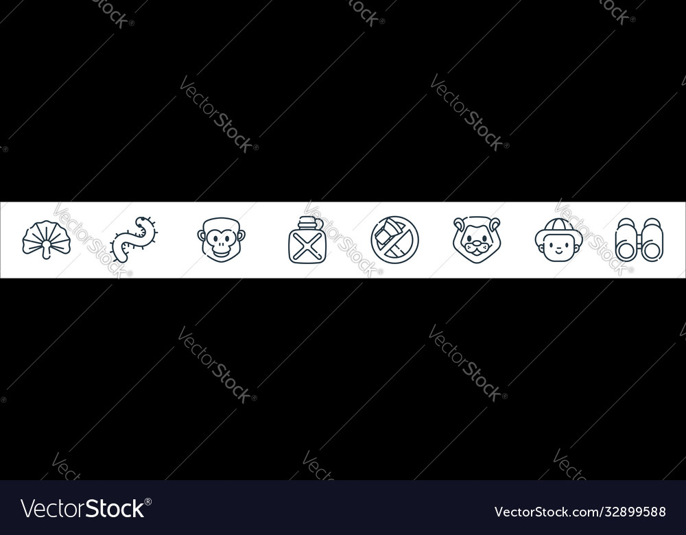 Jungle line icons linear set quality