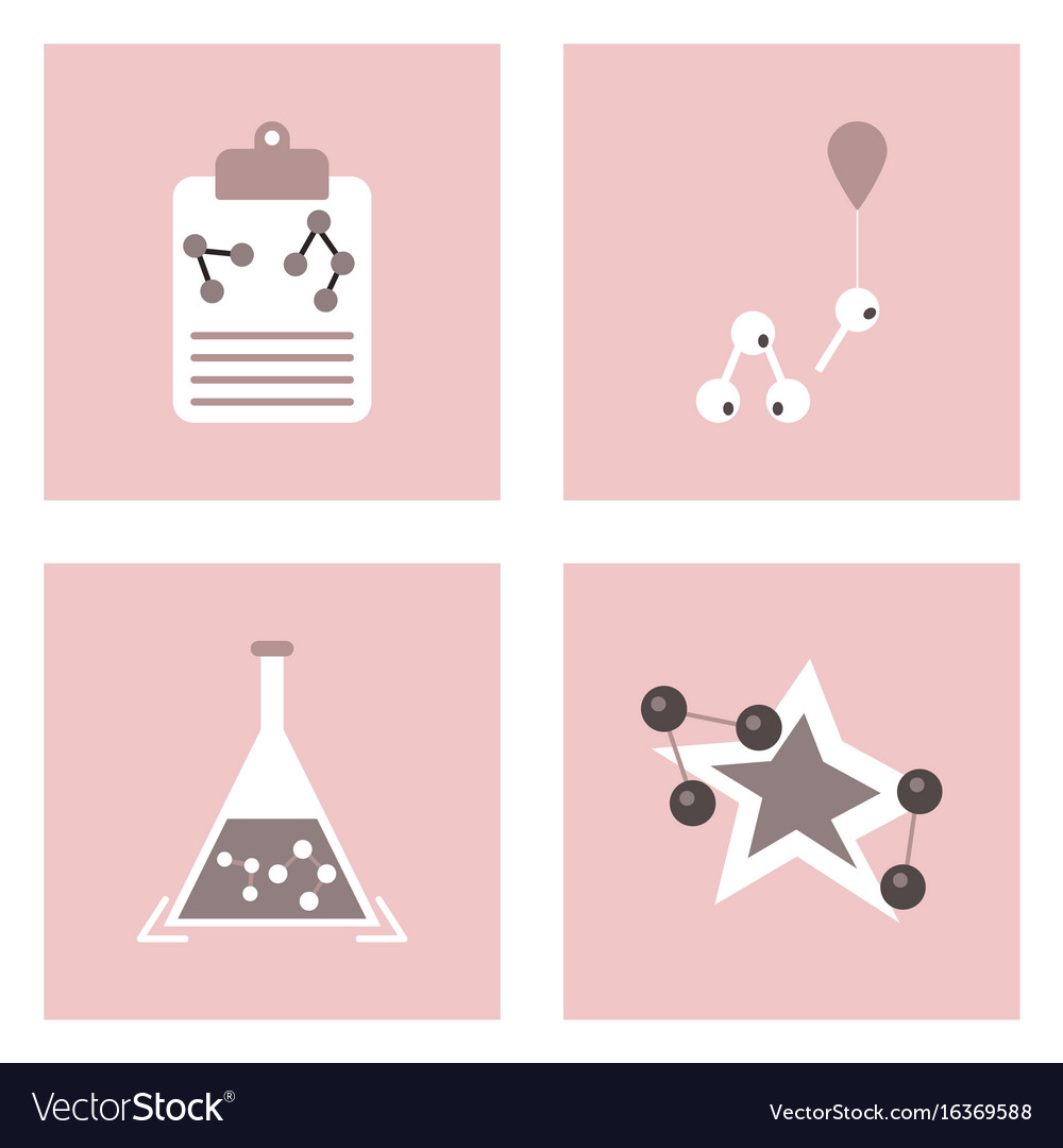 Set of molecule icons biology elements on color