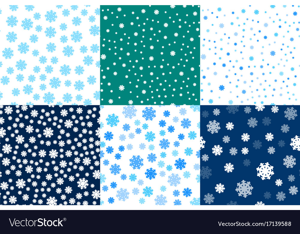 Set seamless pattern snowflakes endless background