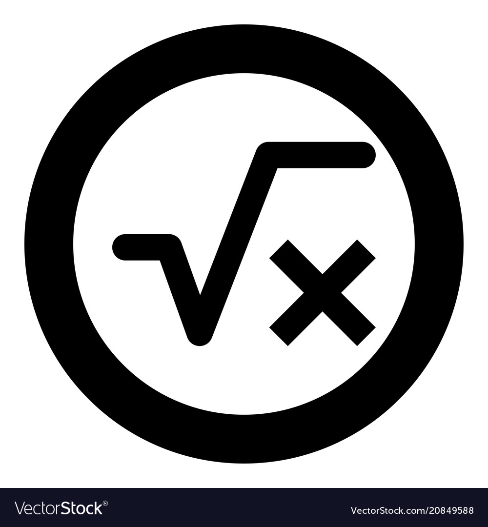 Square root of x axis icon black color simple