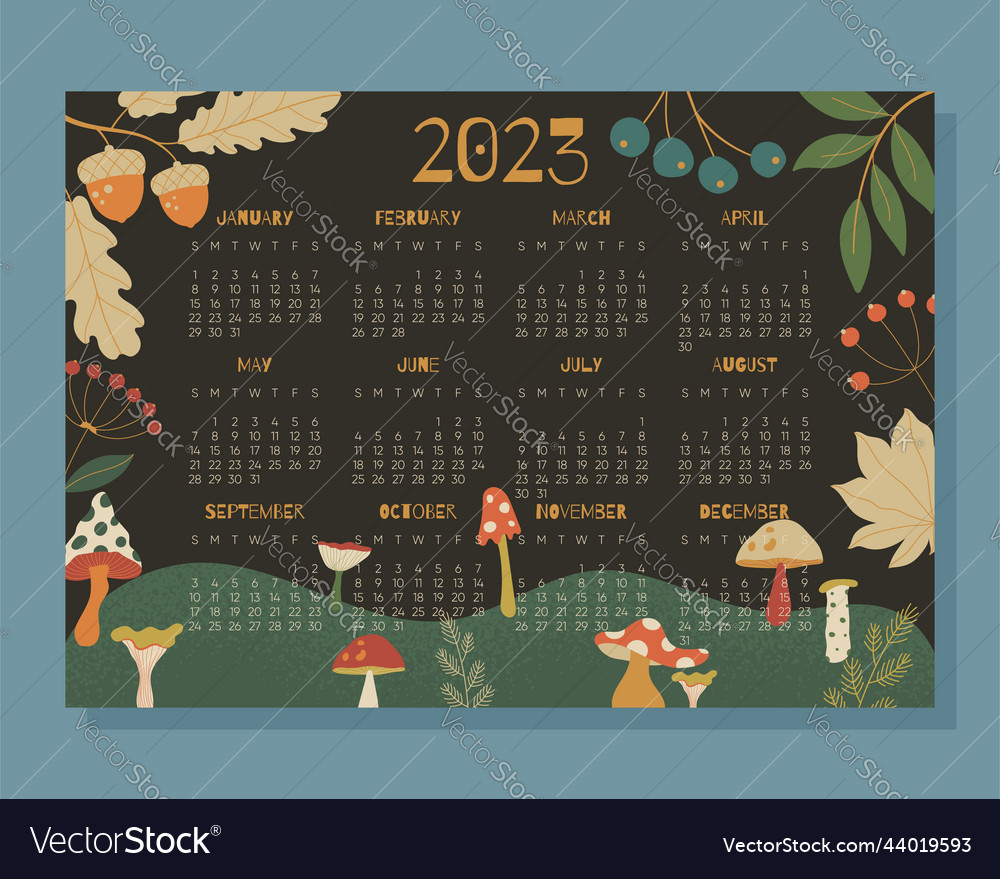 2023 year monthly calendar with abstract