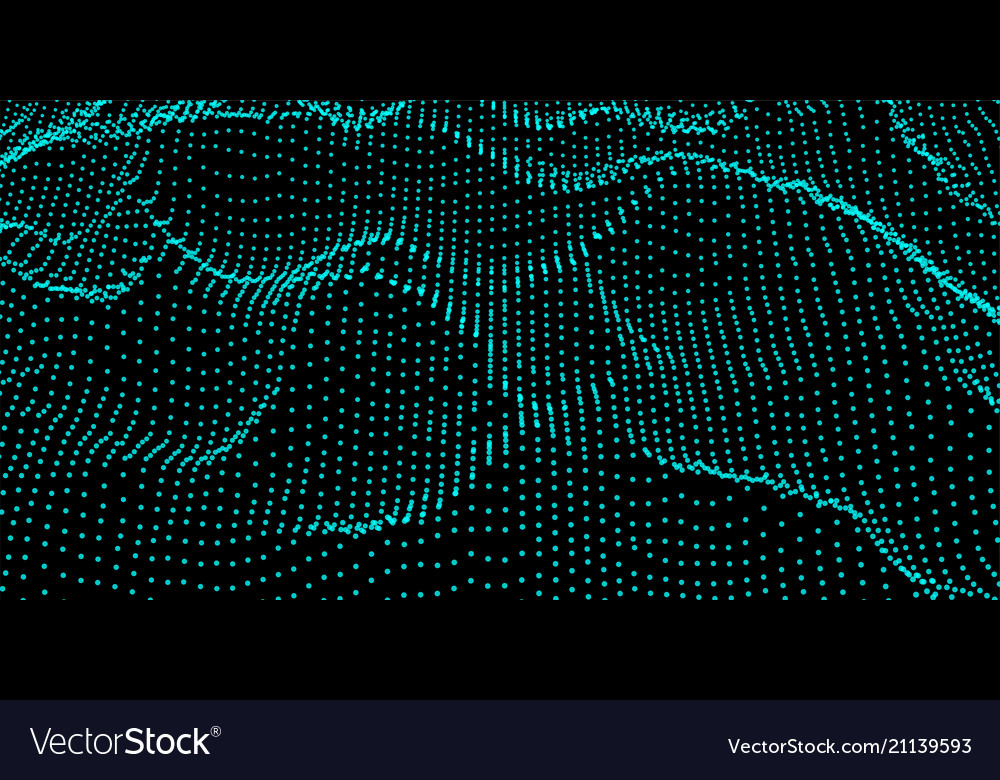 Abstract digital wave grid consist of particles