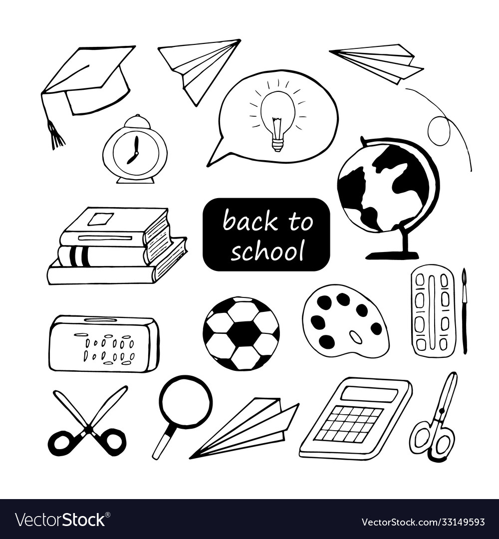 Back to school hand drawn in doodle style Vector Image Back to school hand drawn in doodle style