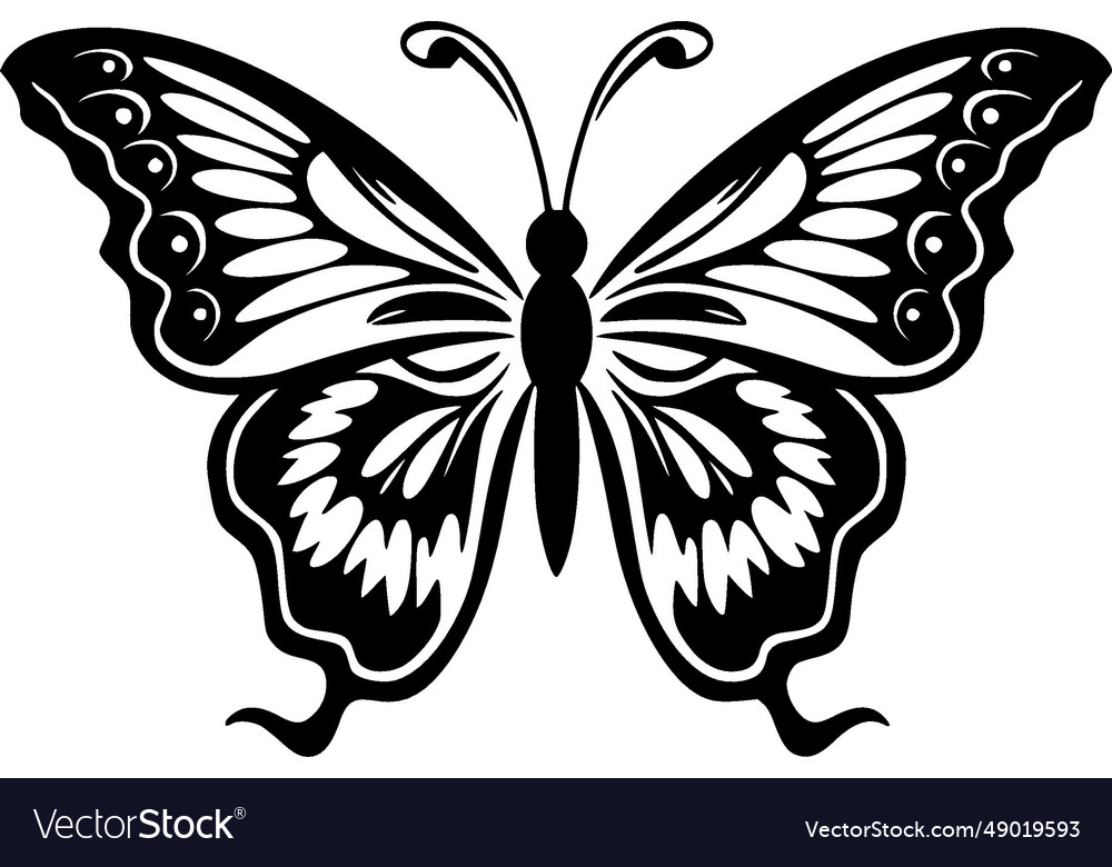 Butterfly - black and white isolated icon Vector Image