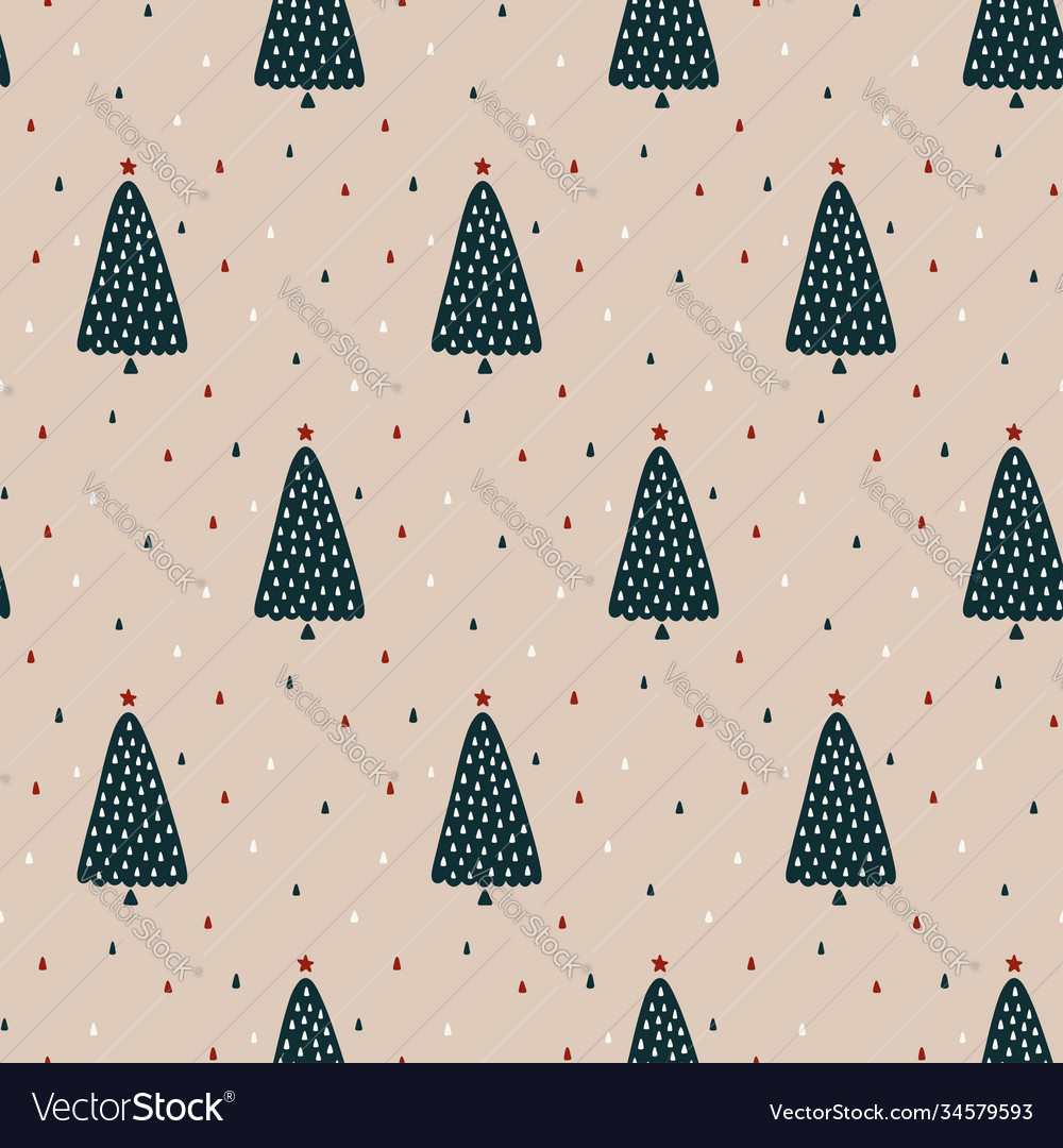 Christmas doodle trees pattern