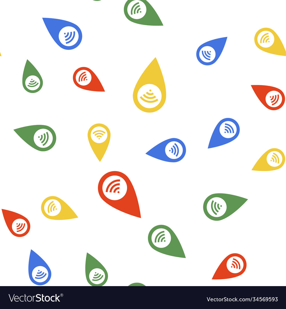 Color pointer map with wifi internet signal vector image Color pointer map with wifi internet signal