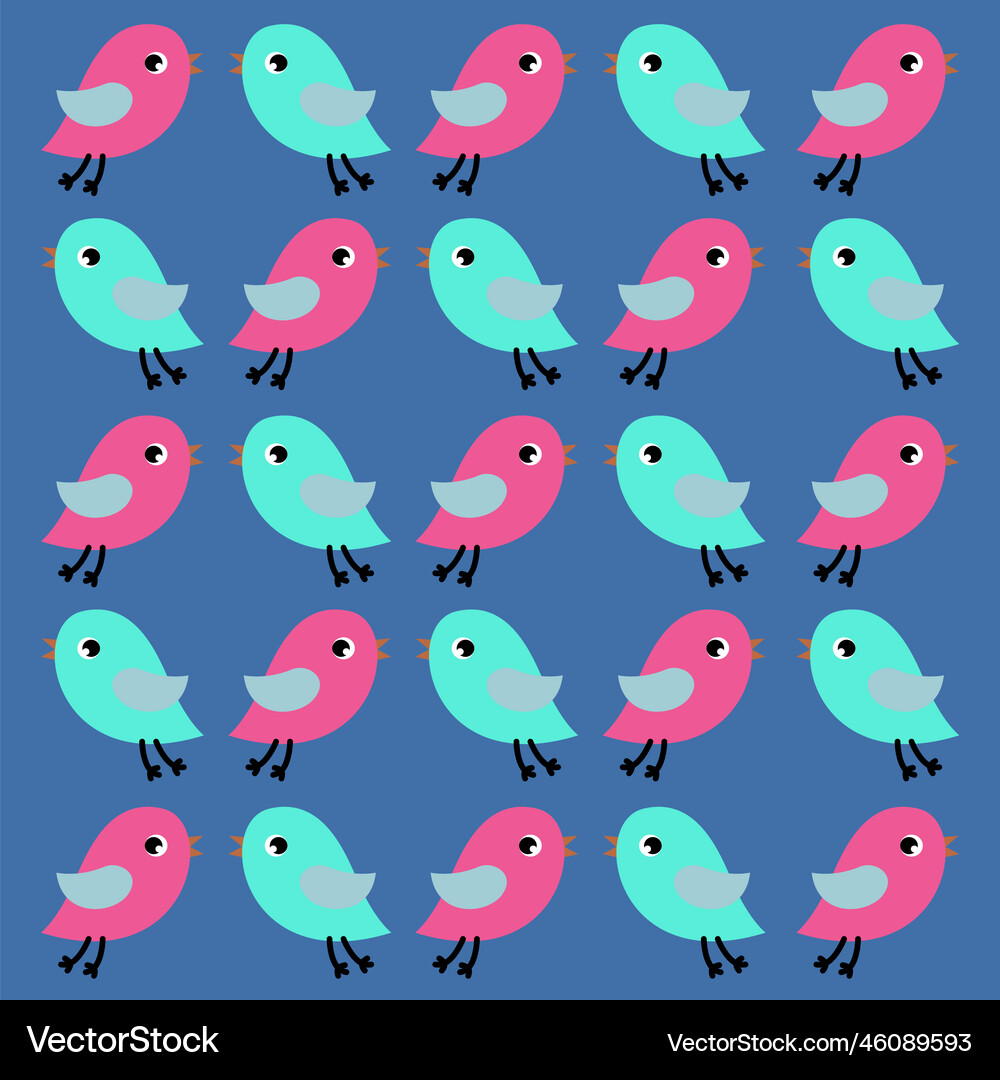 Spring Bird Color Patterns Colorful spring birds pattern texture background Vector Image