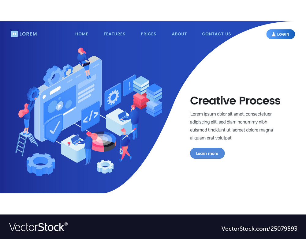 Creative process landing page isometric template