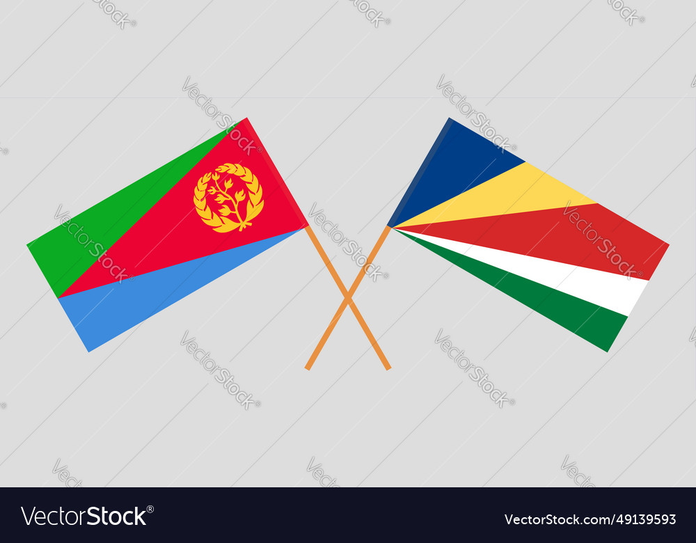 Crossed flags of eritrea and seychelles official vector image Crossed flags of eritrea and seychelles official
