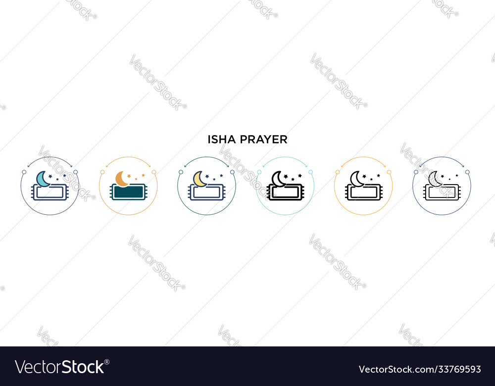 Isha prayer icon in filled thin line outline