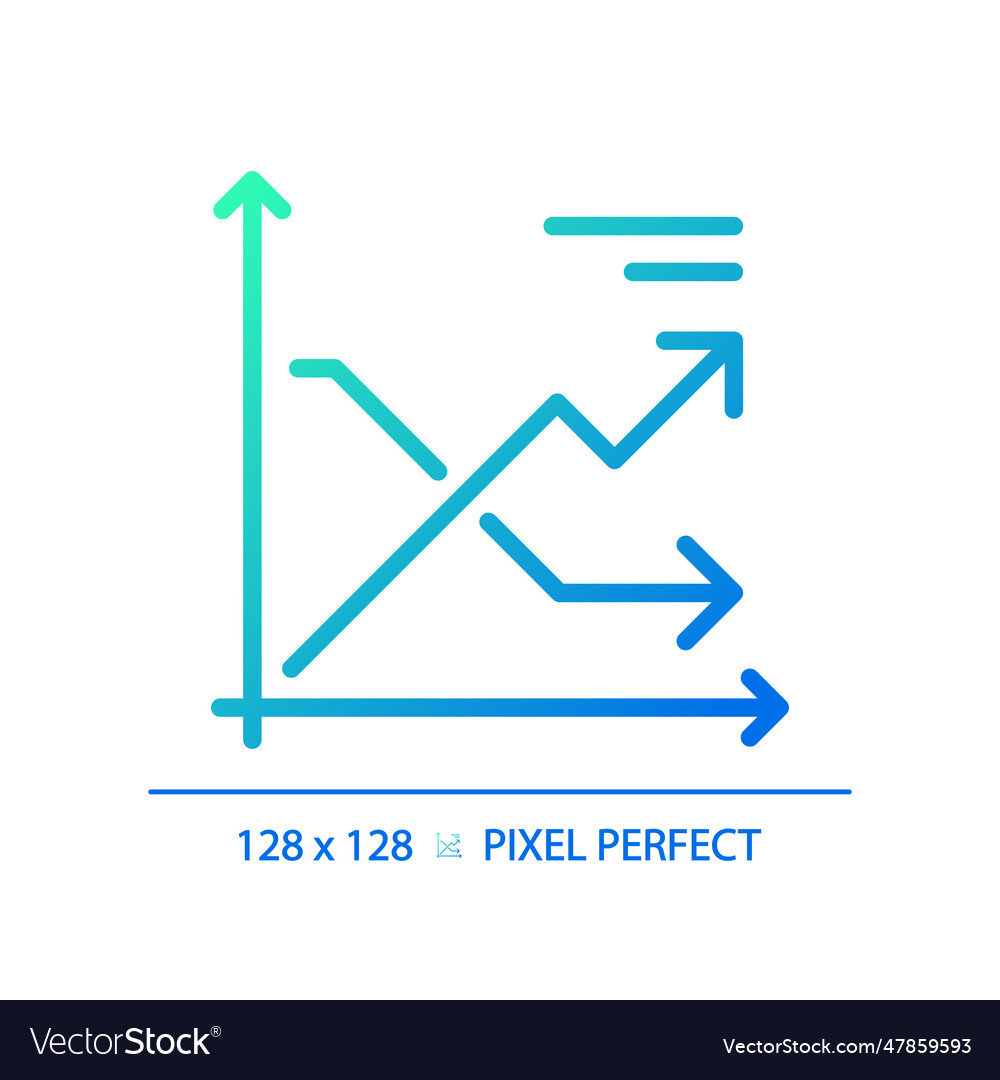 Line chart gradient linear icon vector image Line chart gradient linear icon