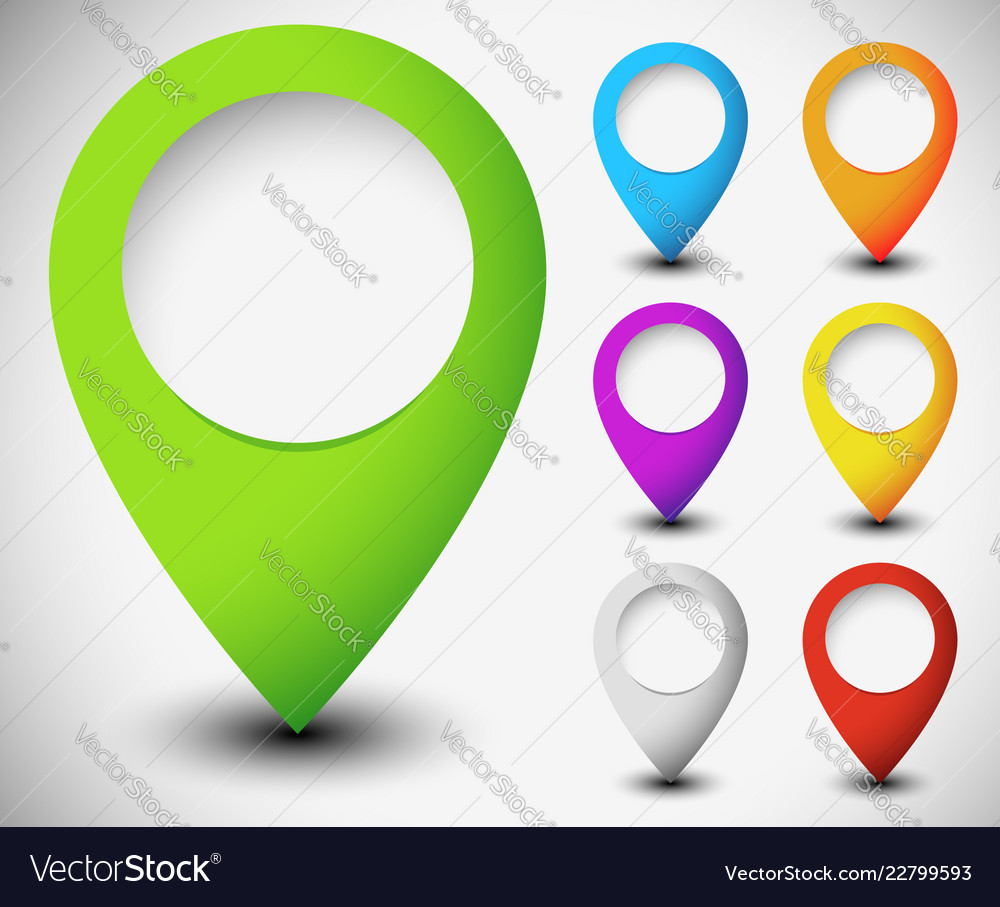 Map marker pin set with blank circle