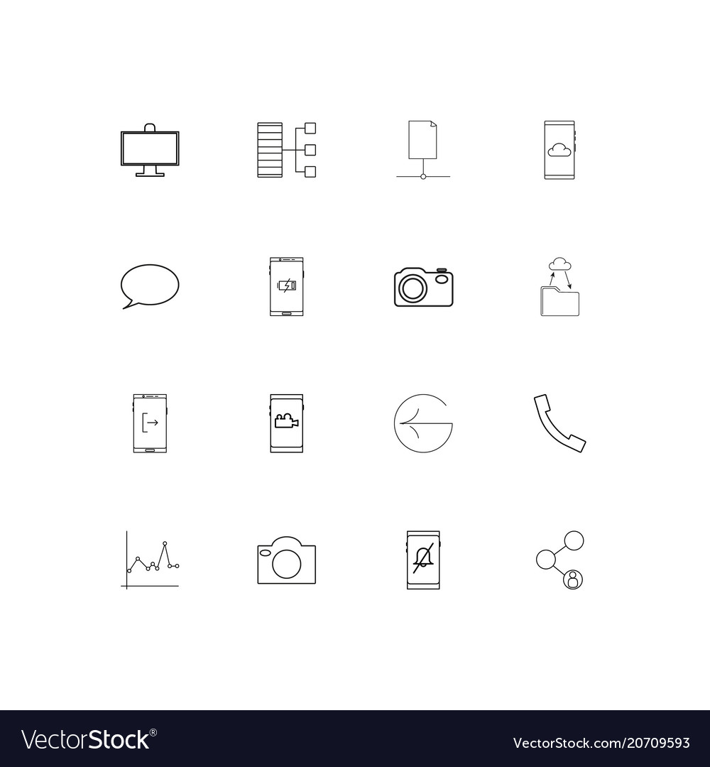 Netzwerk und Datenbank einfache lineare Icons Set